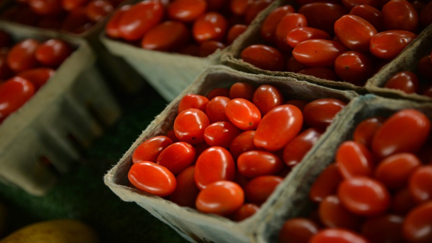 Cherry tomatoes for sale at the North Carolina State Farmer's Market in the Fall.
