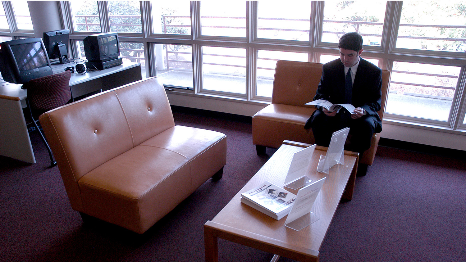 Job applicant waits in the career center.