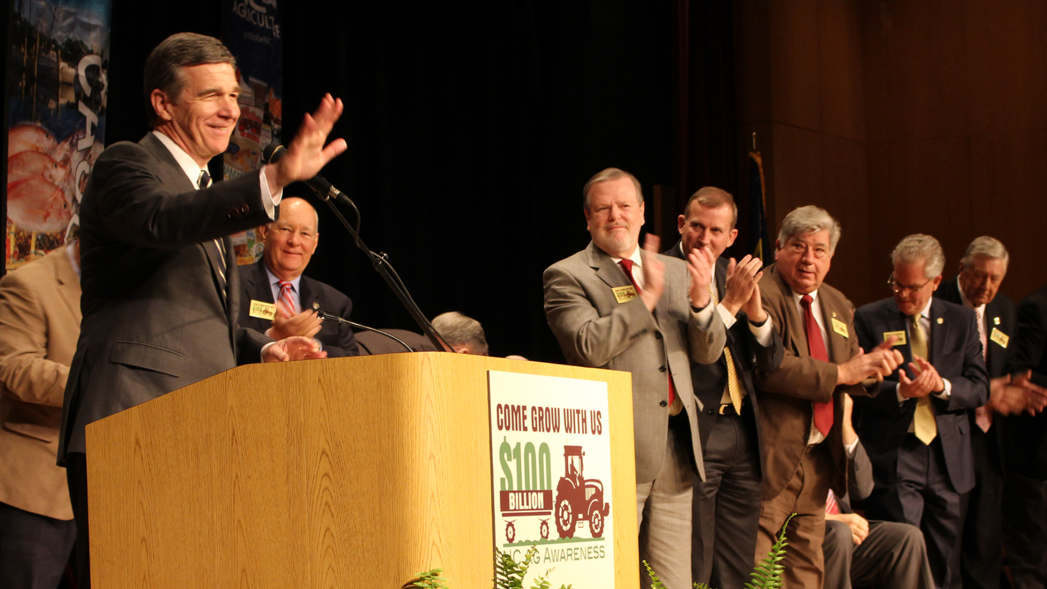 Gov. Roy Cooper at Ag Awareness Day podium.