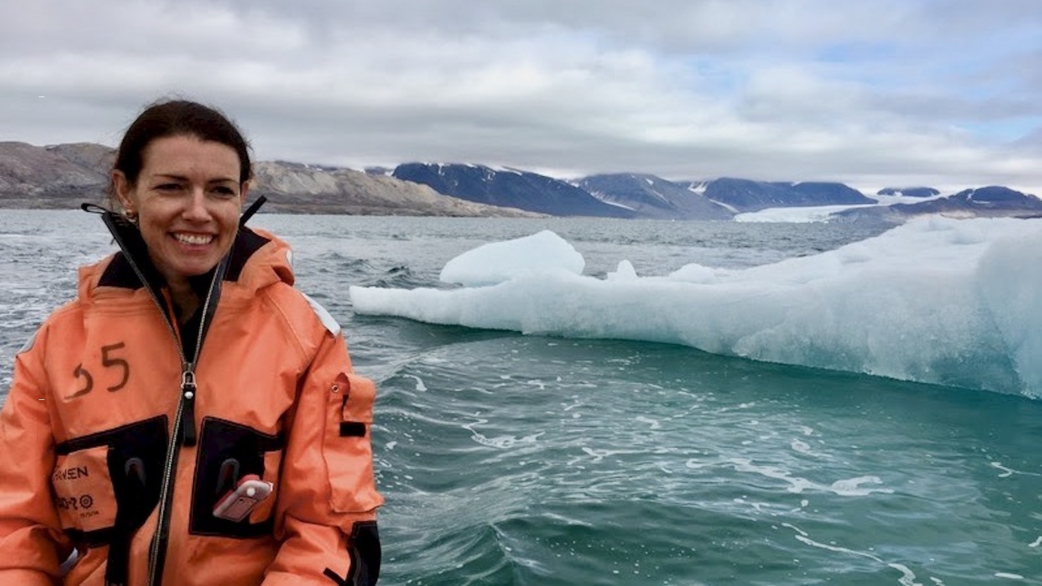 Karen Lloyd near an iceberg