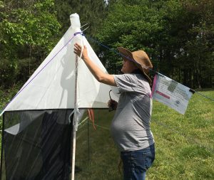 Sarah Parsons checks the collection container of the bug trap.