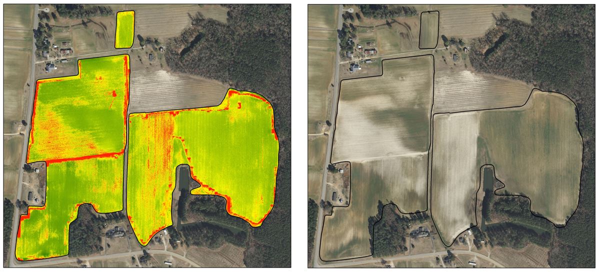 aerial image of farm fields