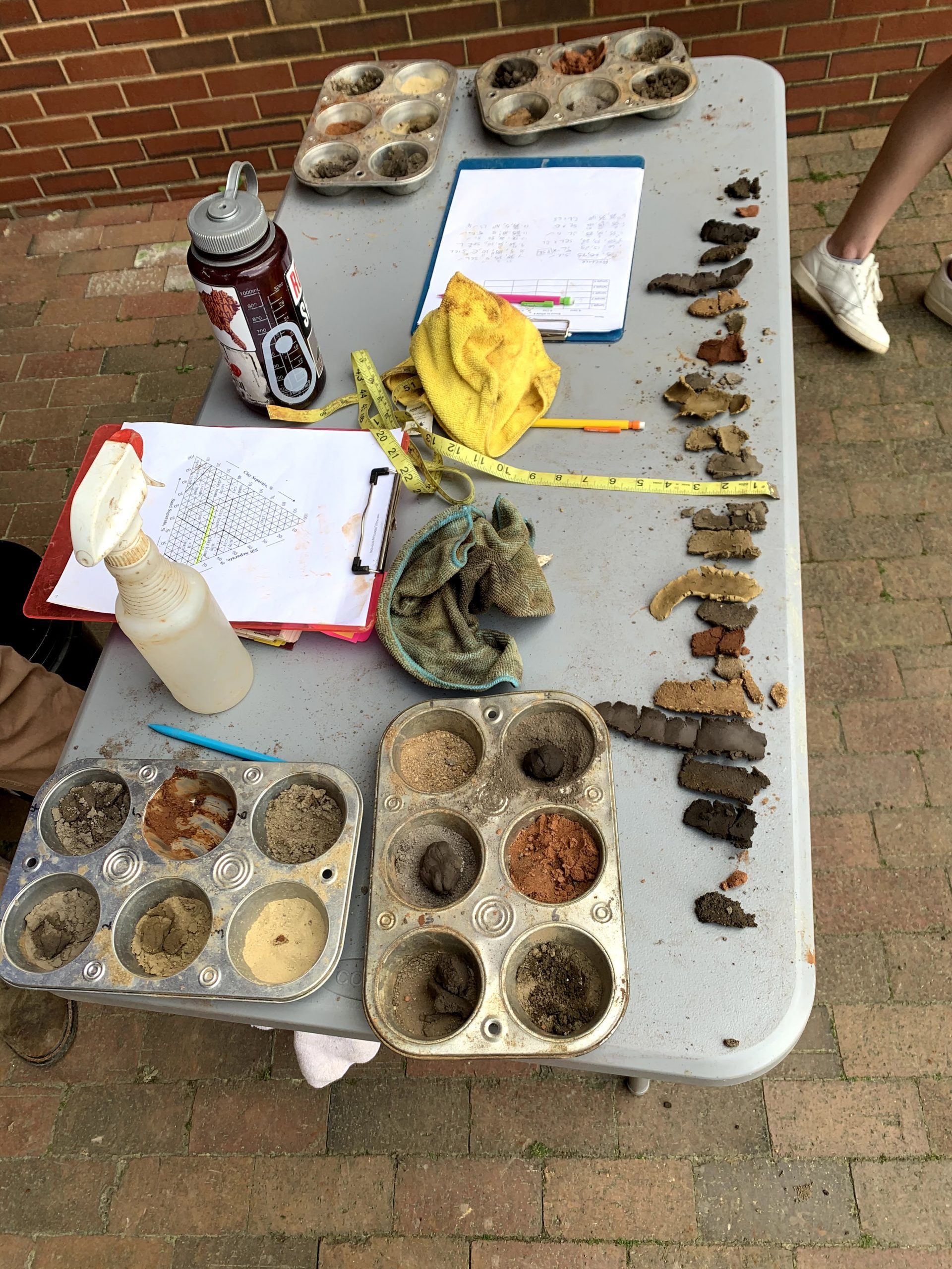 soil judging tools and samples on a table