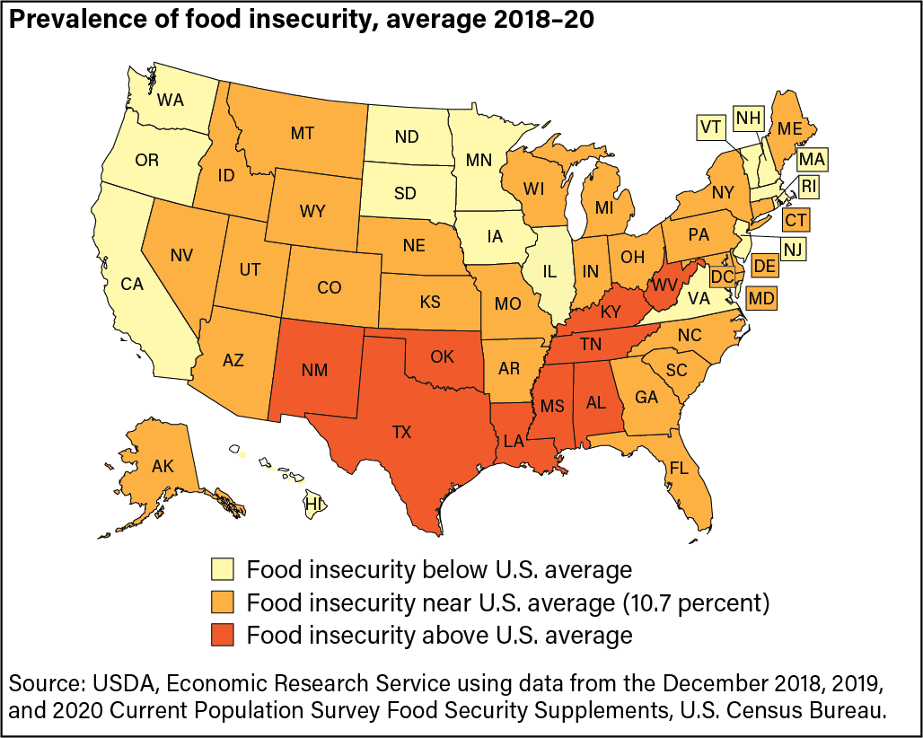 A map of food insecurity in the U.S.