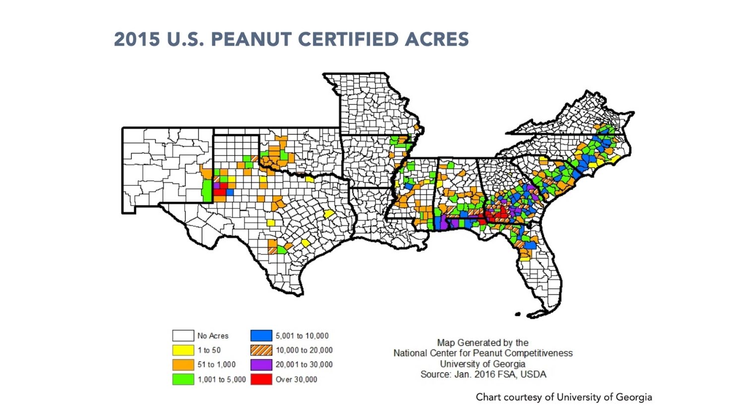 Peanut-producing counties in the U.S,