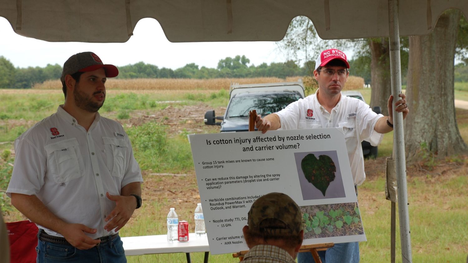 NC State weed science students present at a cotton field day