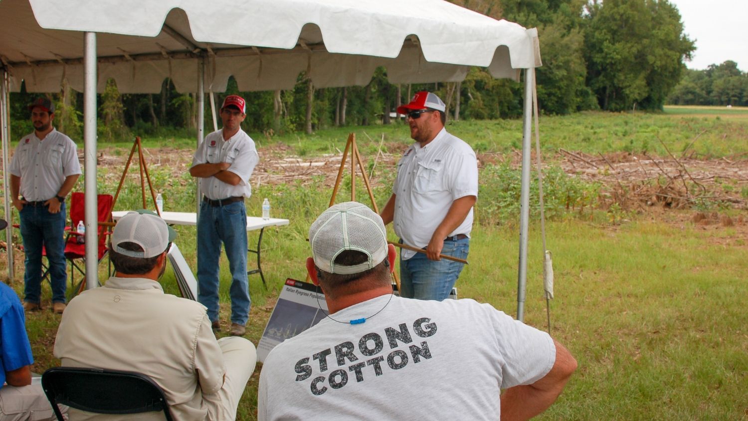 NC State weed science researchers present at a cotton field day