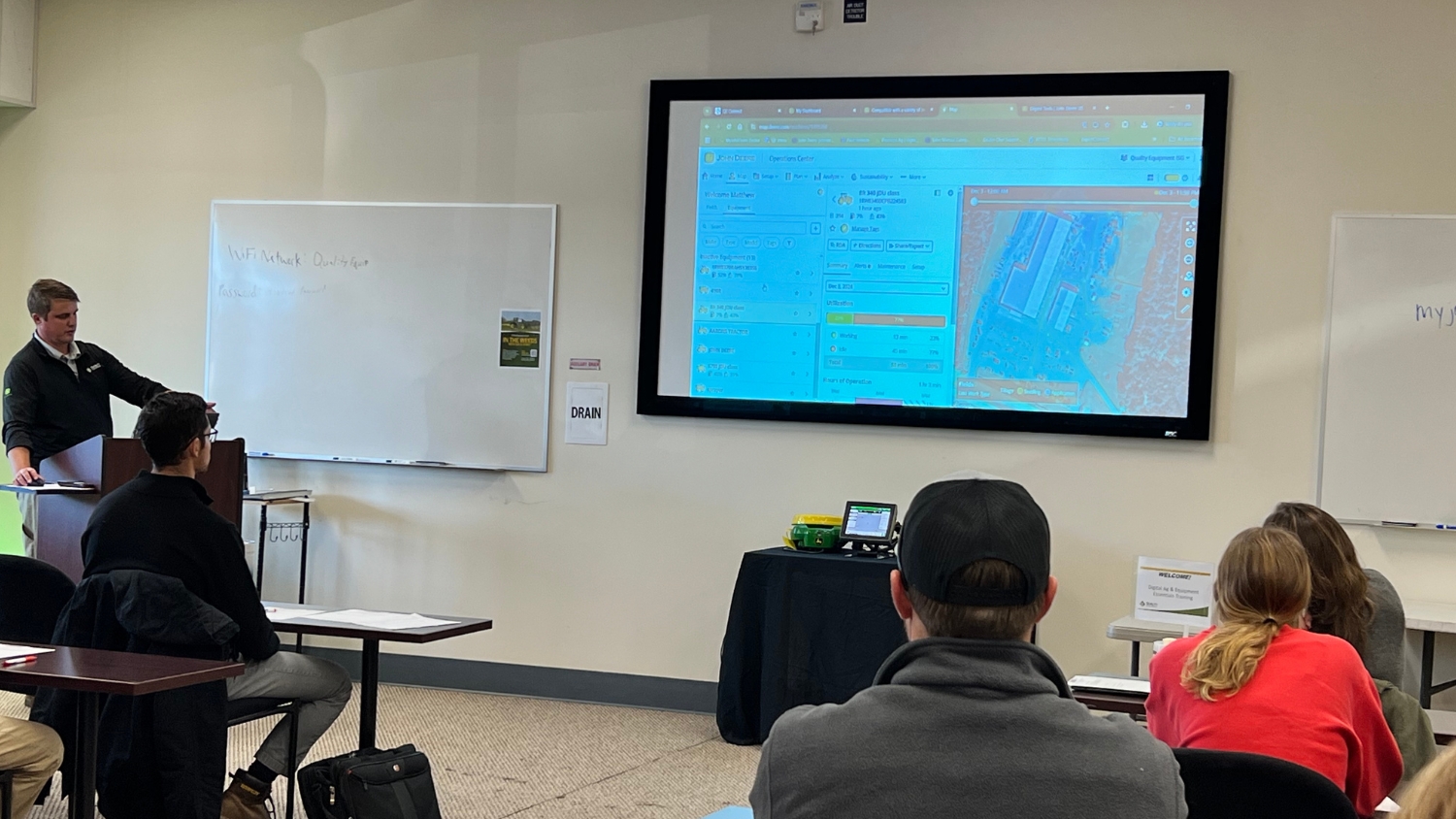 Matthew Tomberlin of Quality Equipment presents John Deere's Operations Center software.