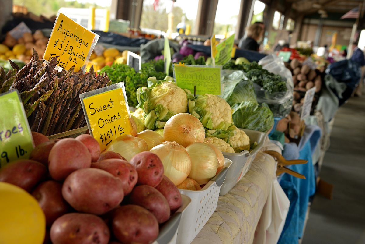 vegetables on a market table