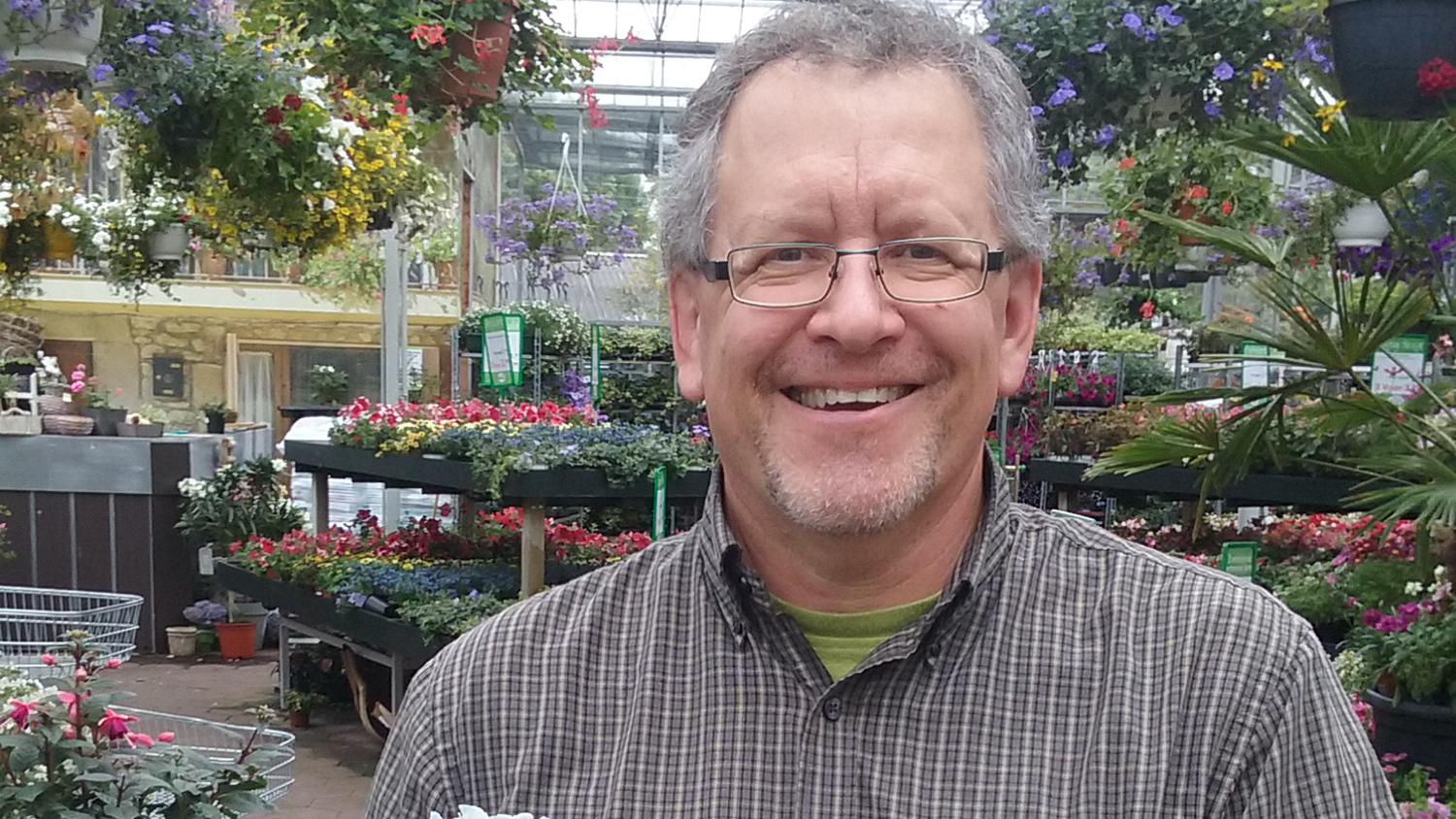 Dr. Brian Whipker in a plant nursery.