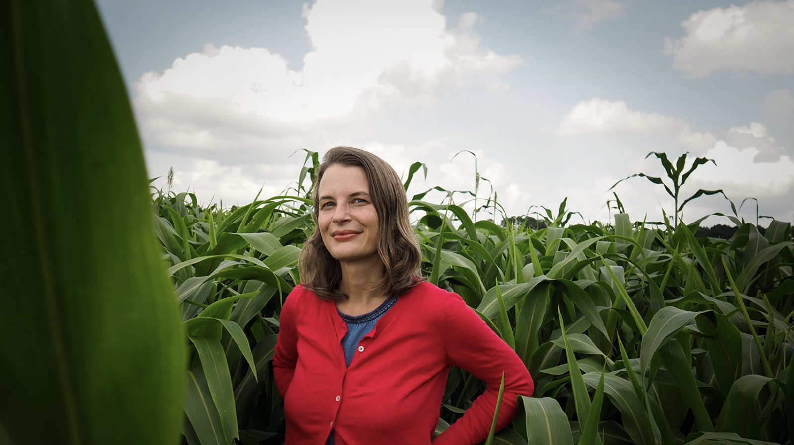 Photo of Hannah Burrack in a field