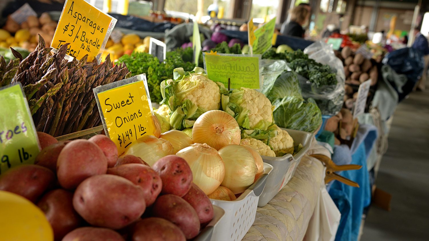 tables of fresh produce