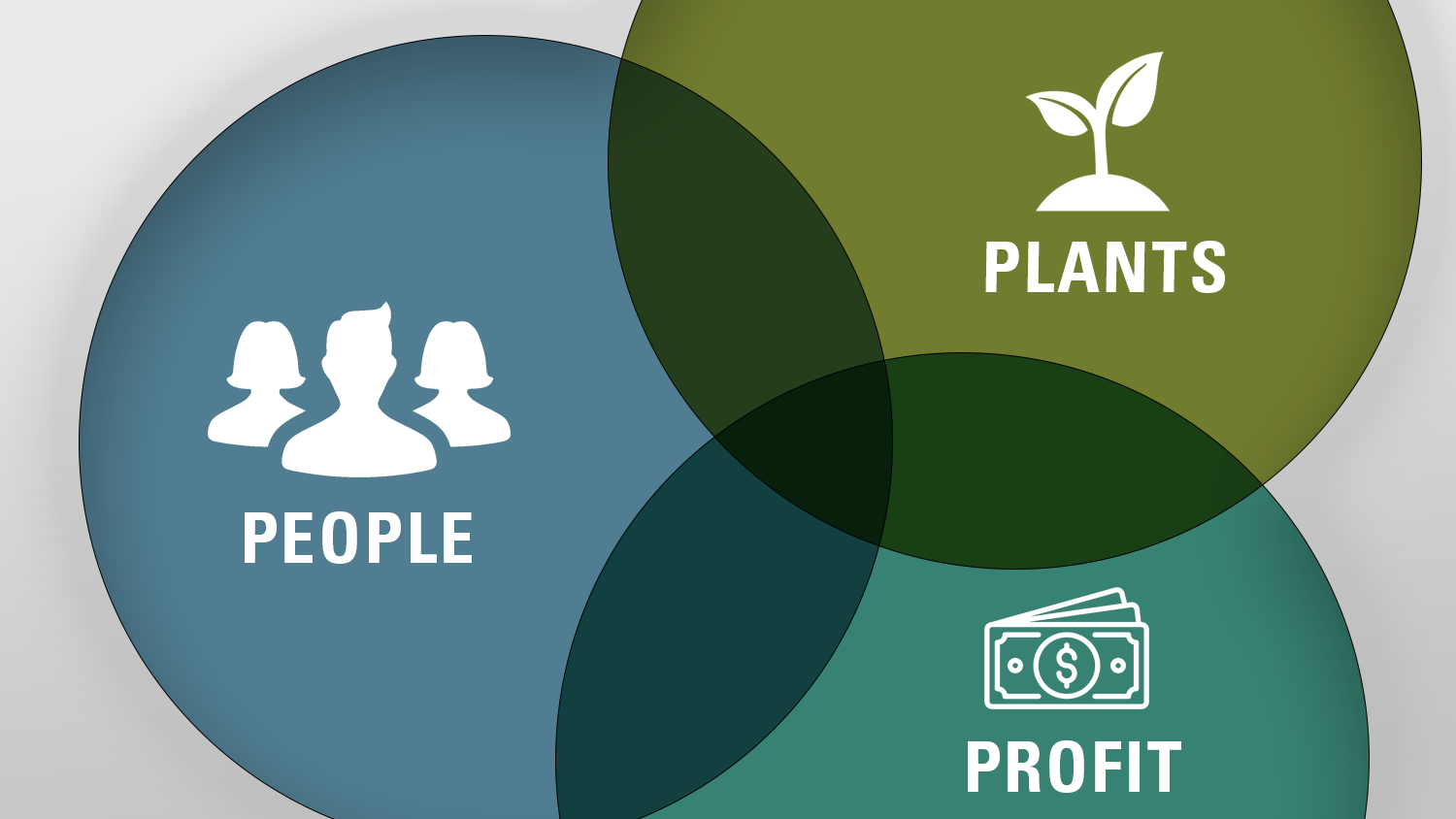 Venn diagram of people, plants and profit