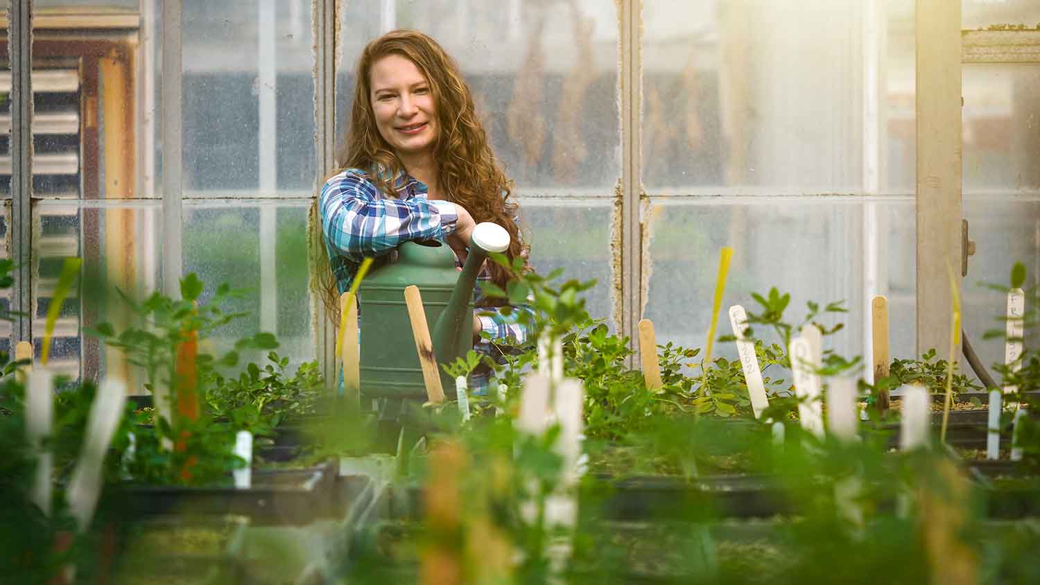 Amanda Kaufman in greenhouse