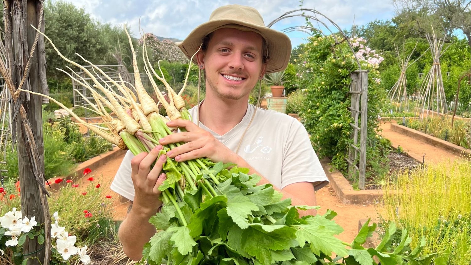 Locke Rosser holding crops