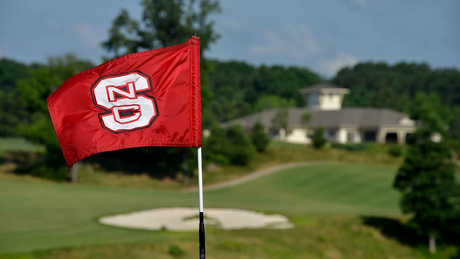 NC State flag at Lonnie Poole Golf Course
