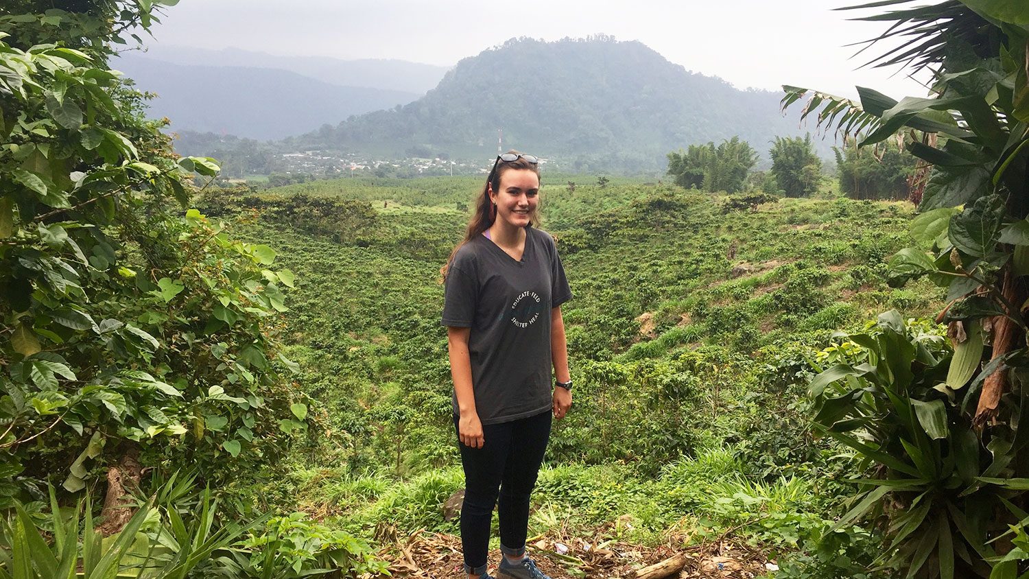 CALS student Kati Scruggs standing in the Guatemalan landscape