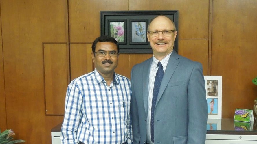 Dr. Srinivasappa with Dr. Wayne Buhler, department head, Department of Horticulture.