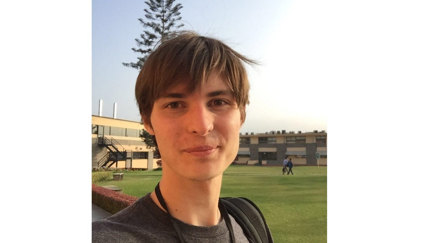 Mark in front of the International Potato Center in Lima, Peru