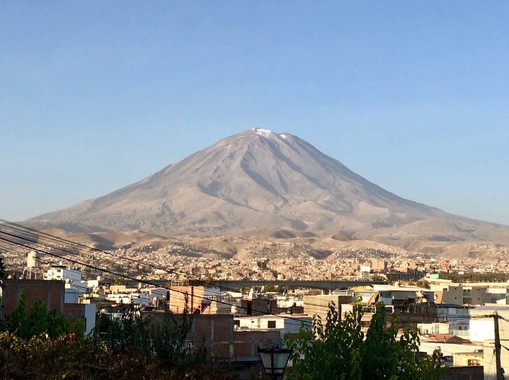 The volcano Misti in the background of the city of Arequipa.