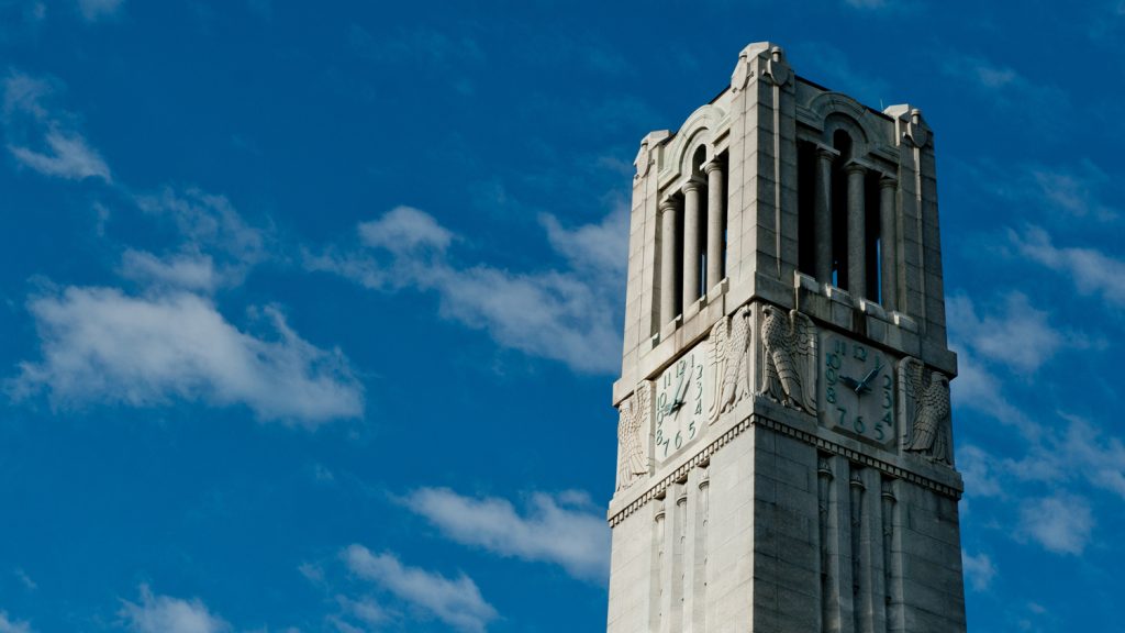 Blue sky and NC State Bell Tower