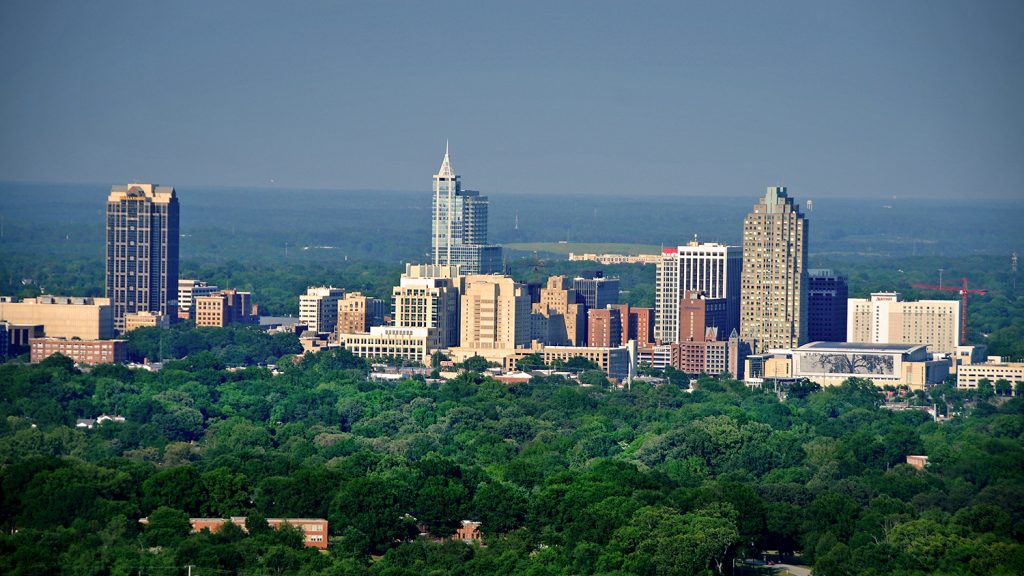 Cityscape of downtown Raleigh, NC.