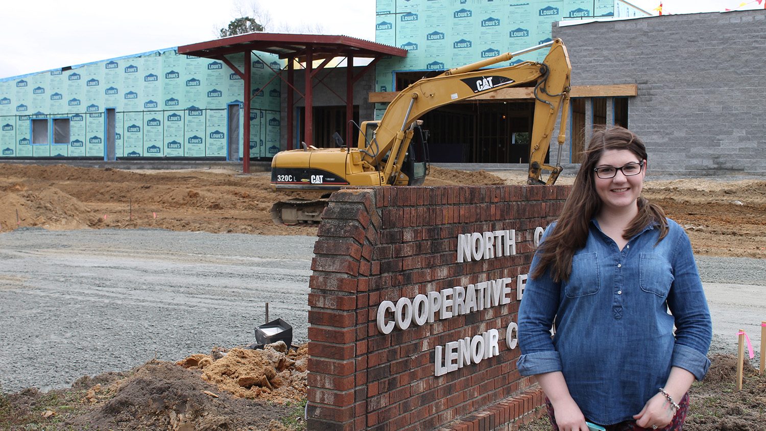 Woman at construction site.