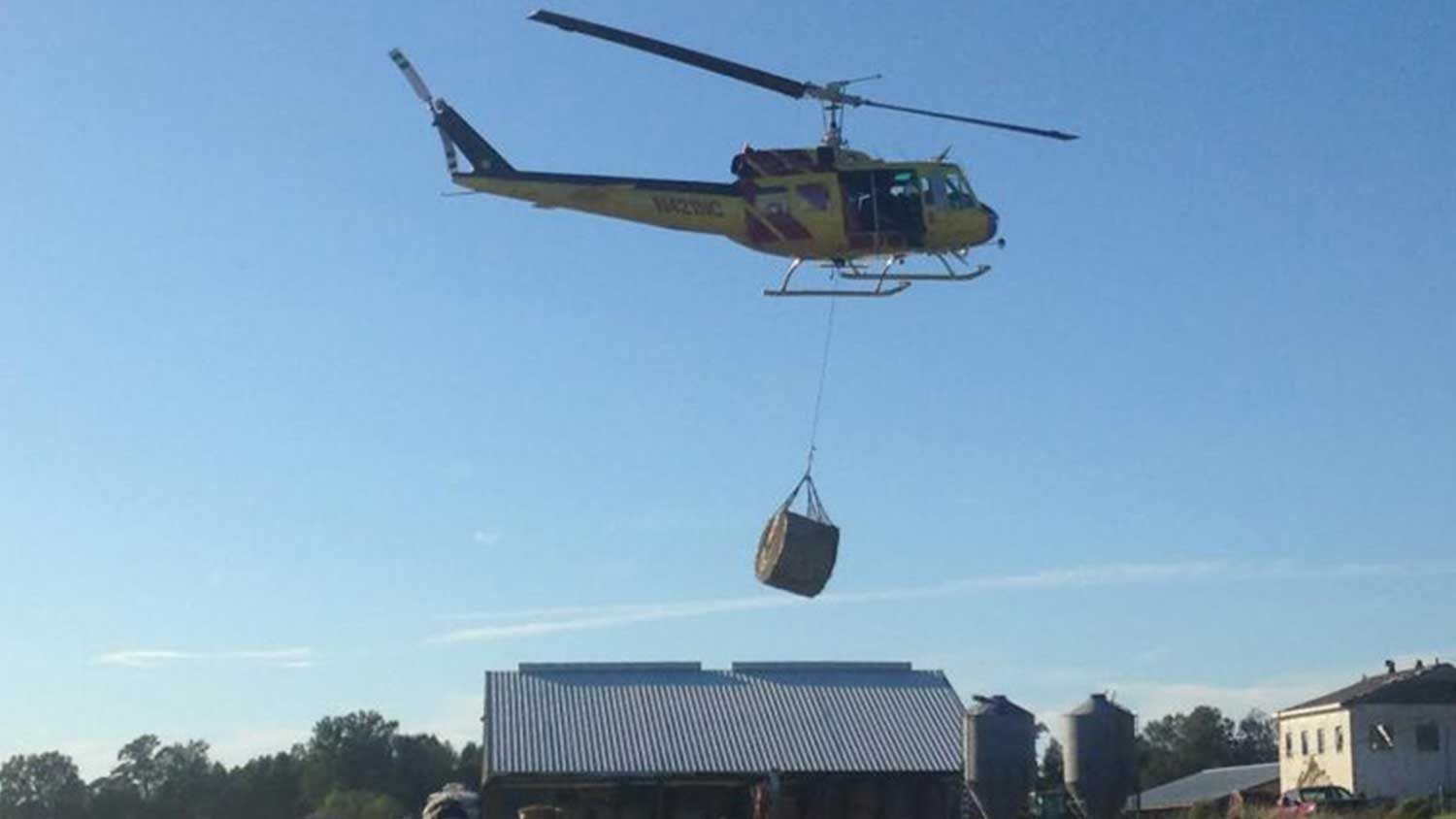 Helicopter droping food during crisis