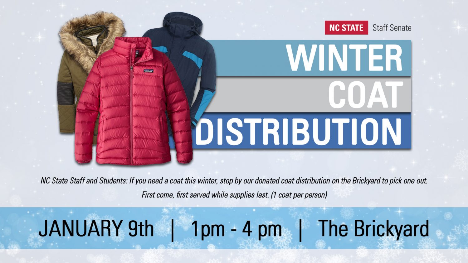 Winter coat distribution on the Brickyard 1/9/2019 1-4 p.m.