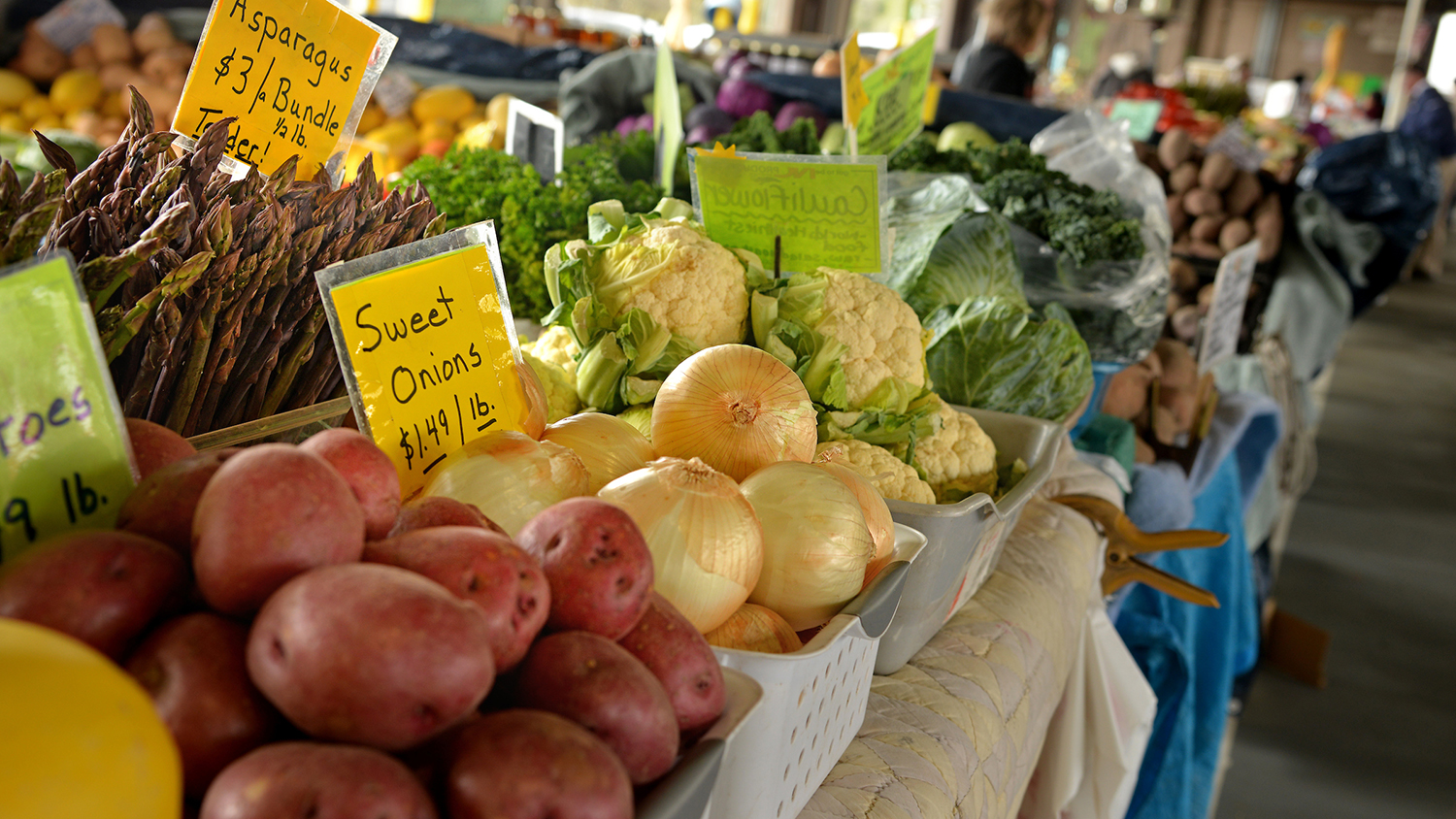 Fresh NC produce for sale at the State Farmers' Market.