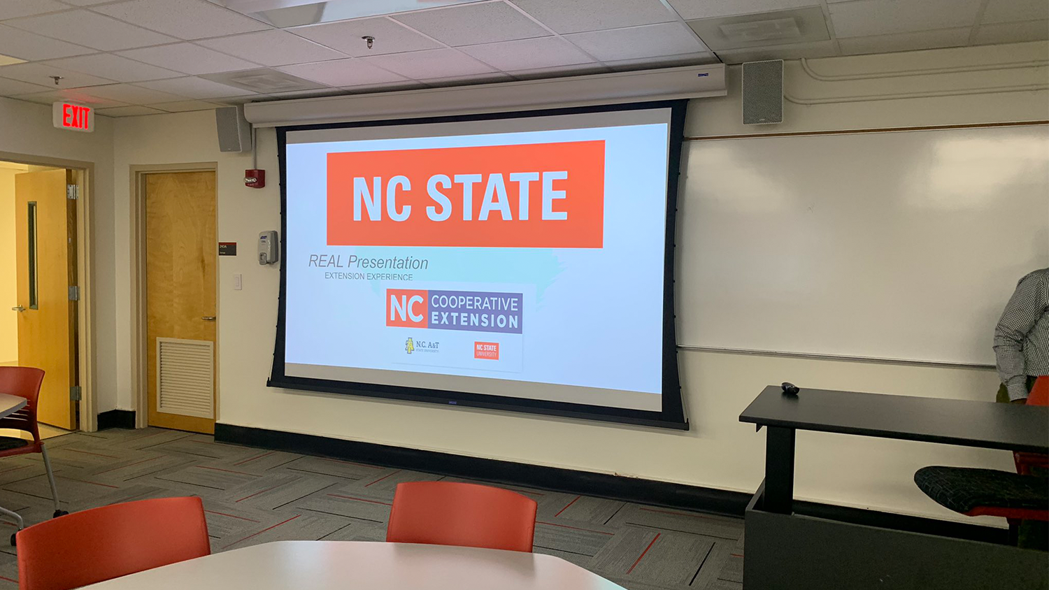 NC State Extension and Cooperative extension logos on a screen