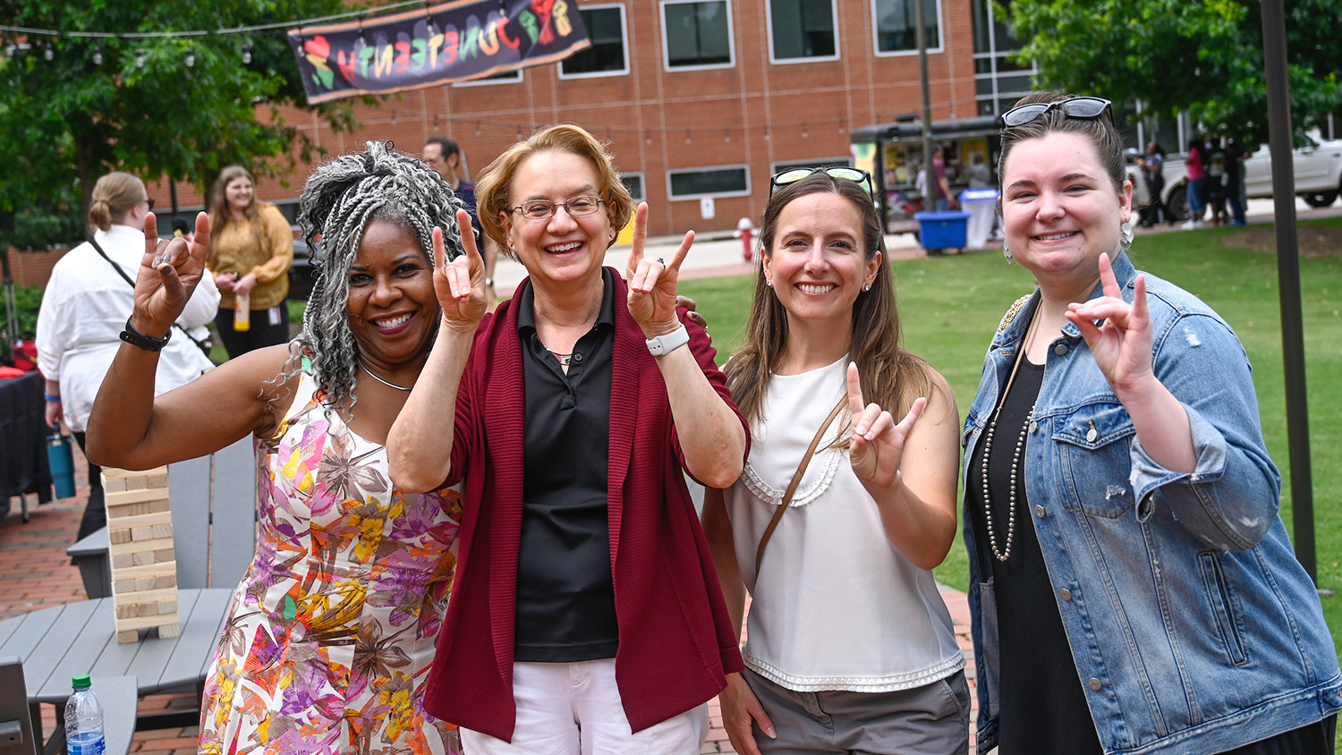 NC State's inaugural Juneteenth Celebration of freedom day focused on community, rest and celebration. Faculty, staff, and students gathered at Harris Field at the Witherspoon Student Center.