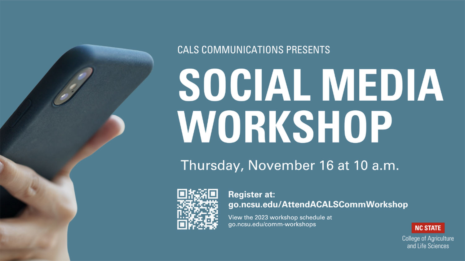 cals comm social media workshop flyer