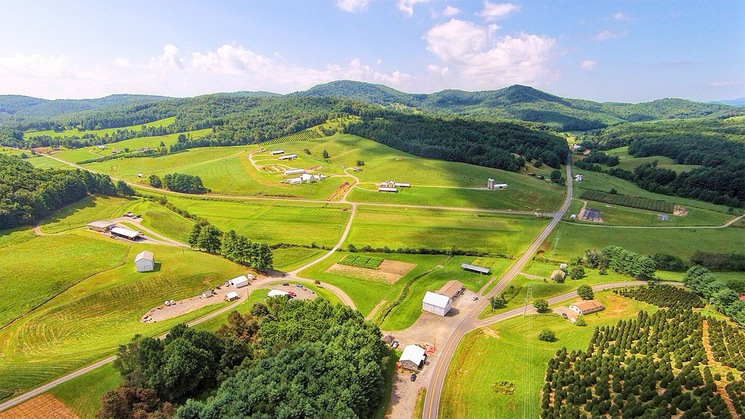 aerial image of a farm