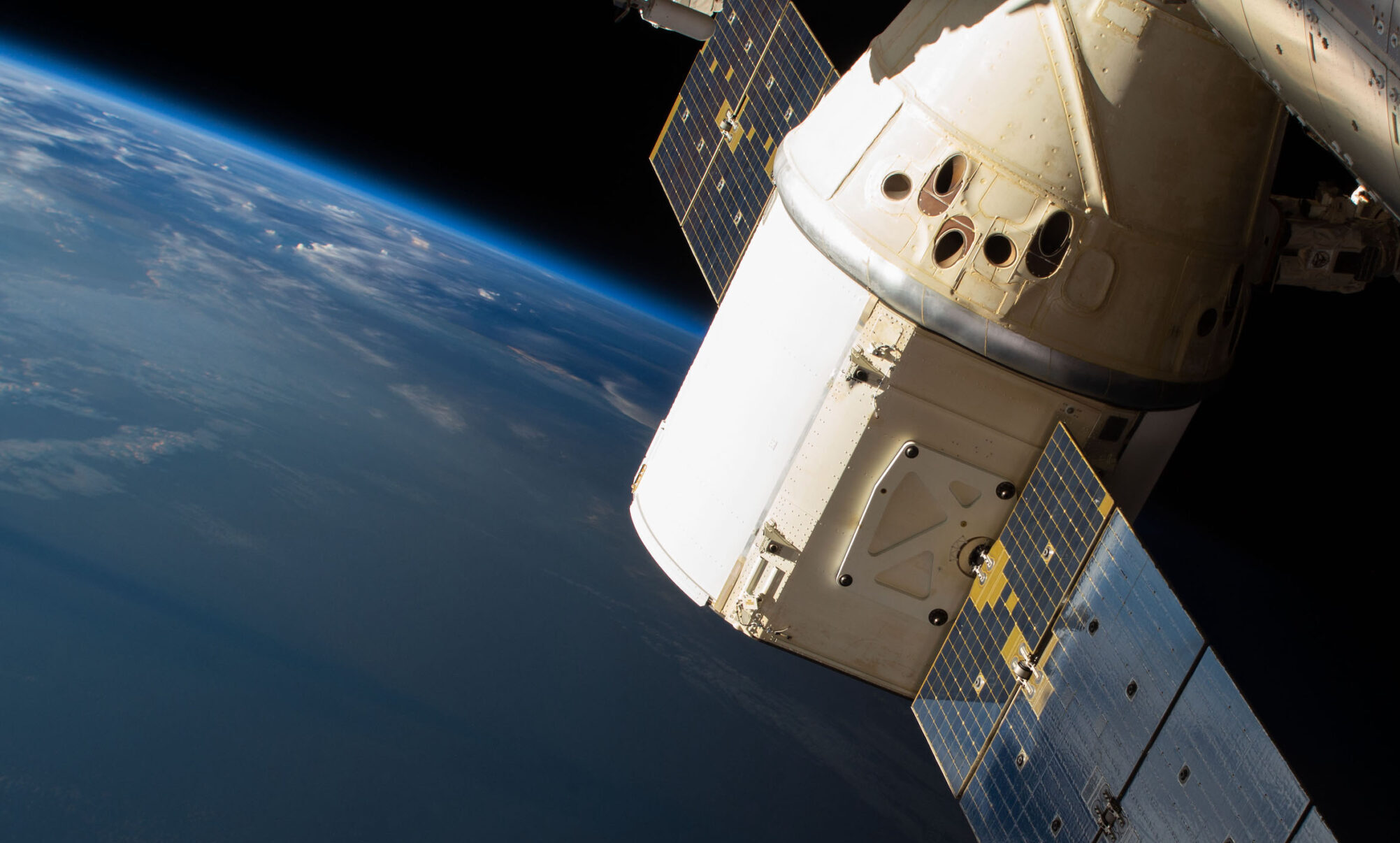 SpaceX Dragon cargo craft attached to the International Space Station. Photo credit: NASA
