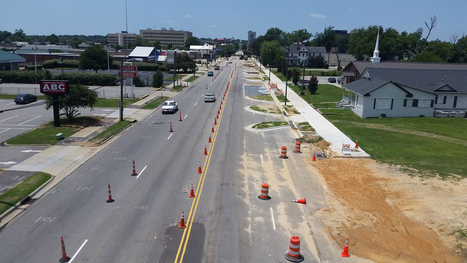 Photo of the construction in downtown Fayetteville, NC.