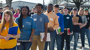 Students standing in line
