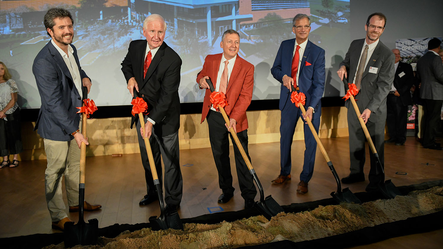 Owen Wagner (far left) and other foundational supporters for the Plant Sciences Initiative during the Plant Sciences Building groundbreaking on September 6, 2019.
