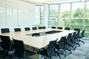 We have two conference rooms with spectacular views that are perfect for smaller meetings. Each conference room is equipped with a large flat screen TV to use for presentations. Our larger conference room can accommodate up to 20 people and our smaller conference room can accommodate up to 14 people.