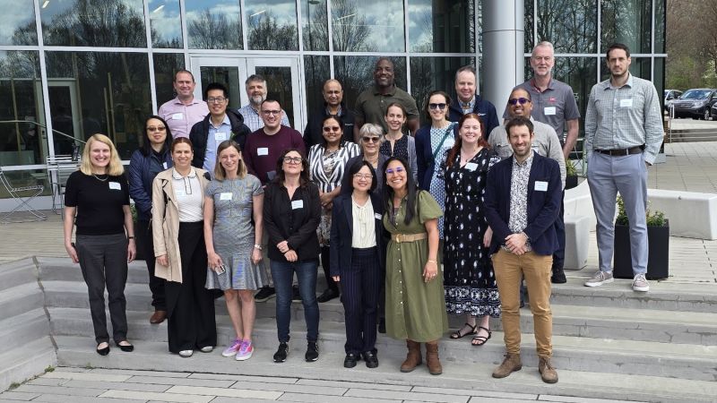 Visitors from New Zealand's Bioeconomy Science Institute outside the Plant Sciences Building