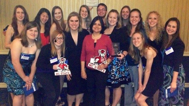 Group photo of pre-veterinary students at conference awards banquet
