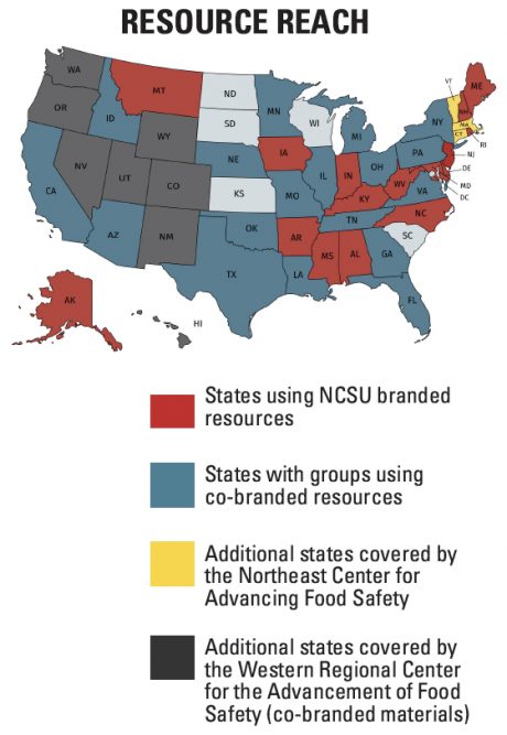 View a map illustrating how states across the U.S. have utilized COVID-19 food safety resources from NC State Extension's Safe Plates program.