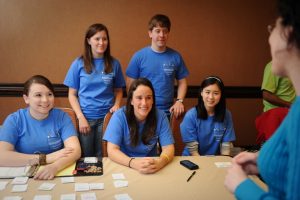  VetPAC interns and CALS students Anna McKain, Danielle Lindquist, Rebecca Hong (seated, left to right), Laura Whisenant and Philip Mzyk