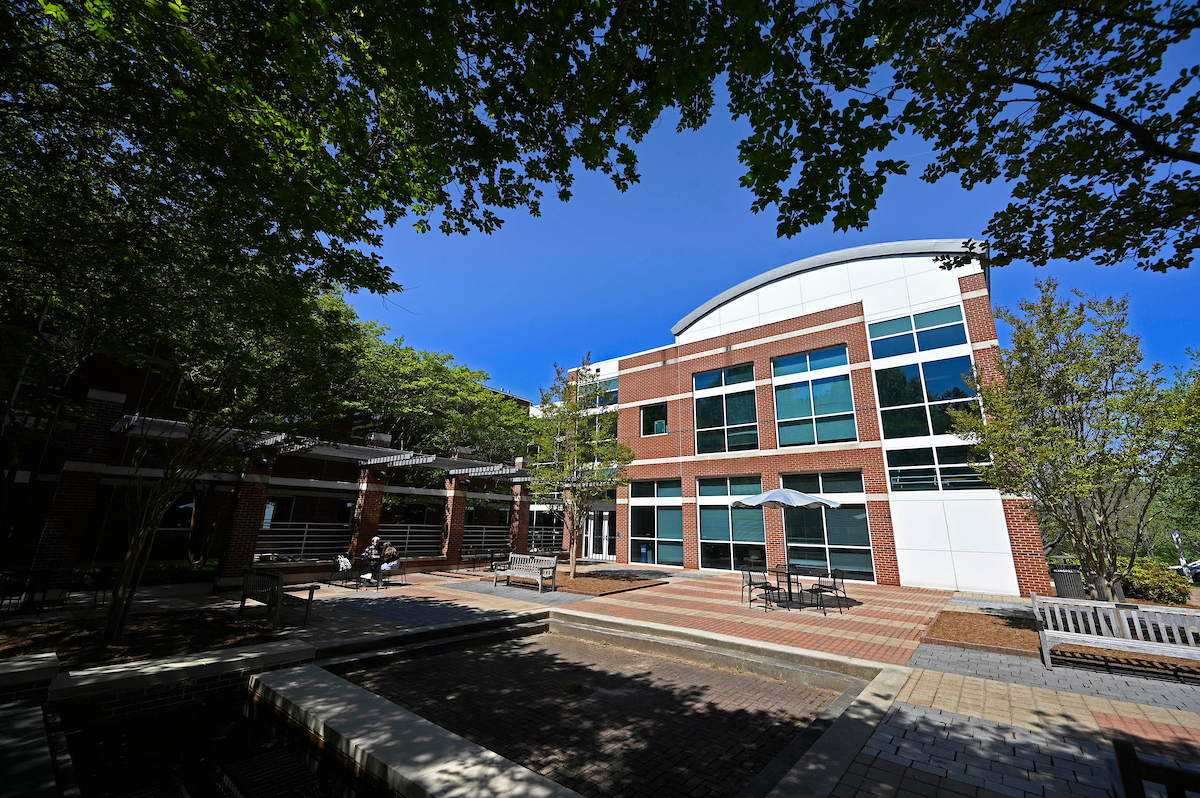An exterior of the plants around the Toxicology building on Centennial Campus.