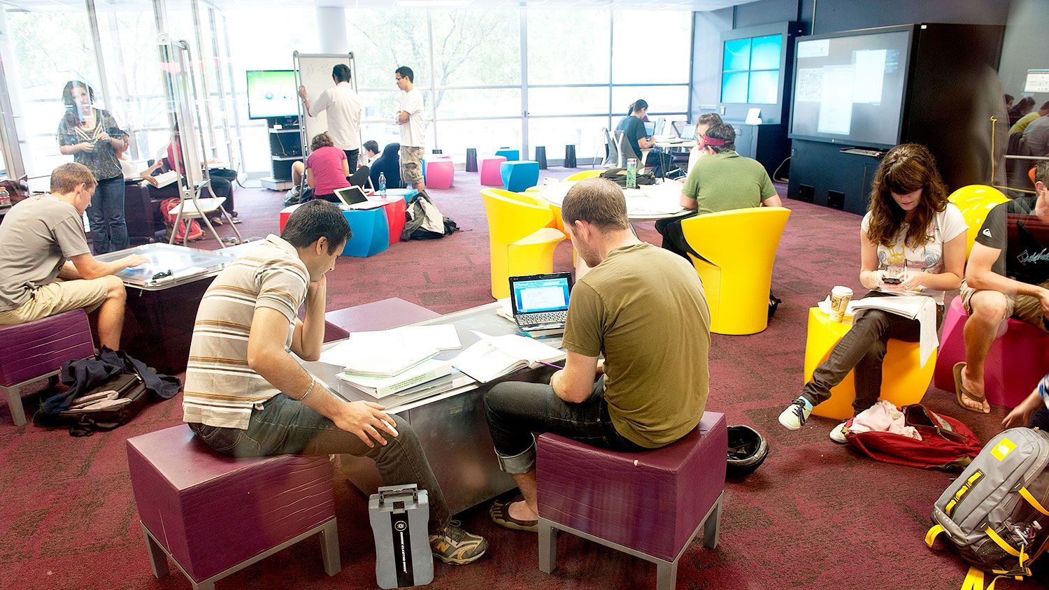 students at Hunt Library