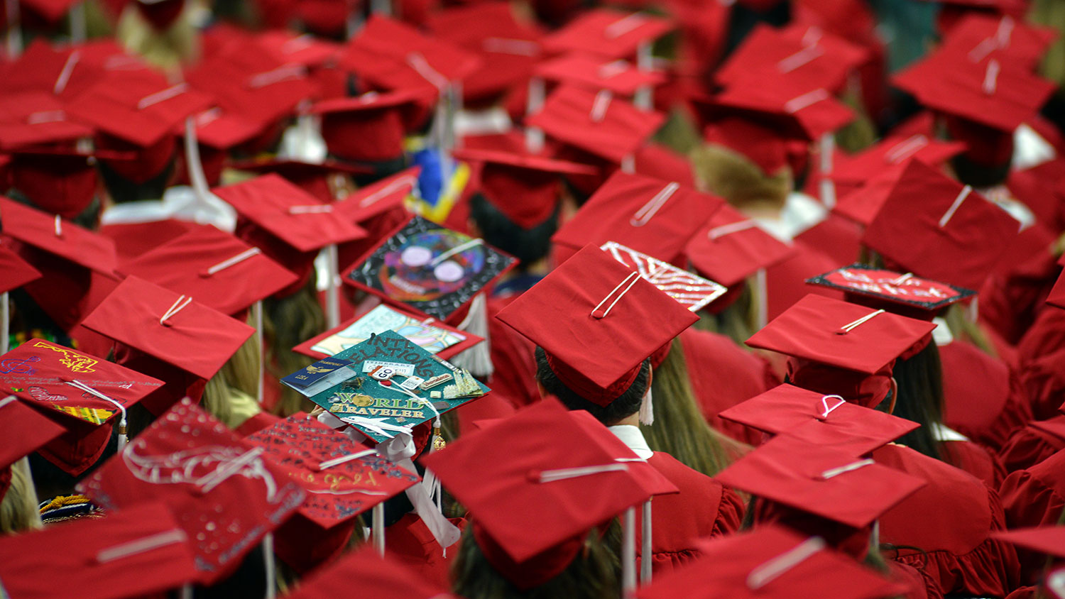 A sea of mortarboards at NC State commencement