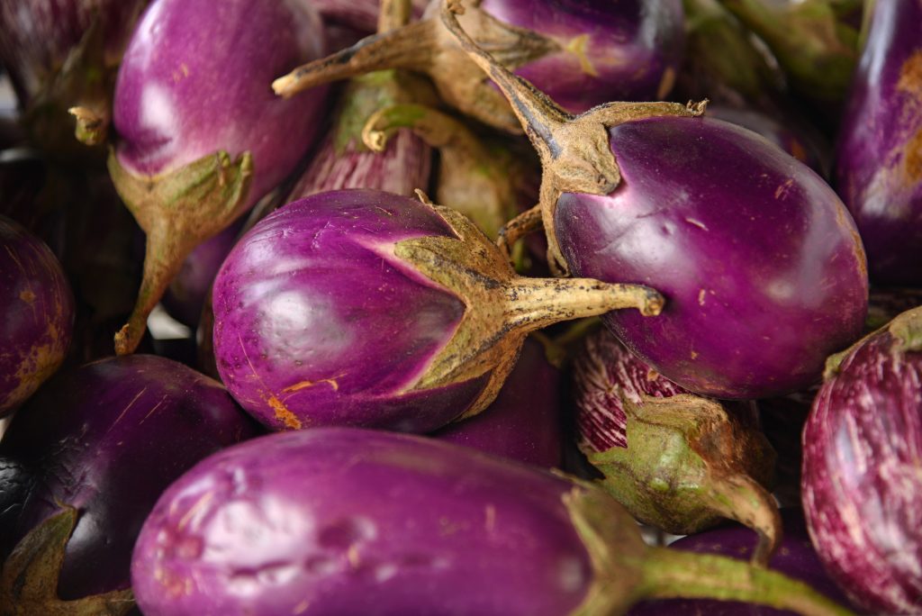 Eggplant for sale at the North Carolina State Farmer's Market in the Fall.