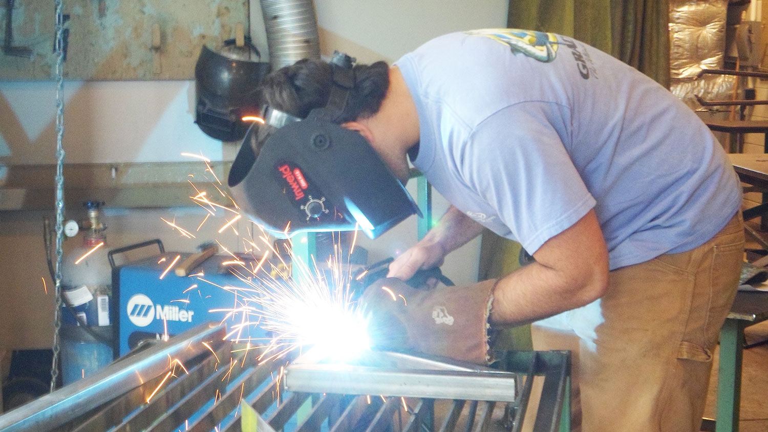 NC State senior design student welding