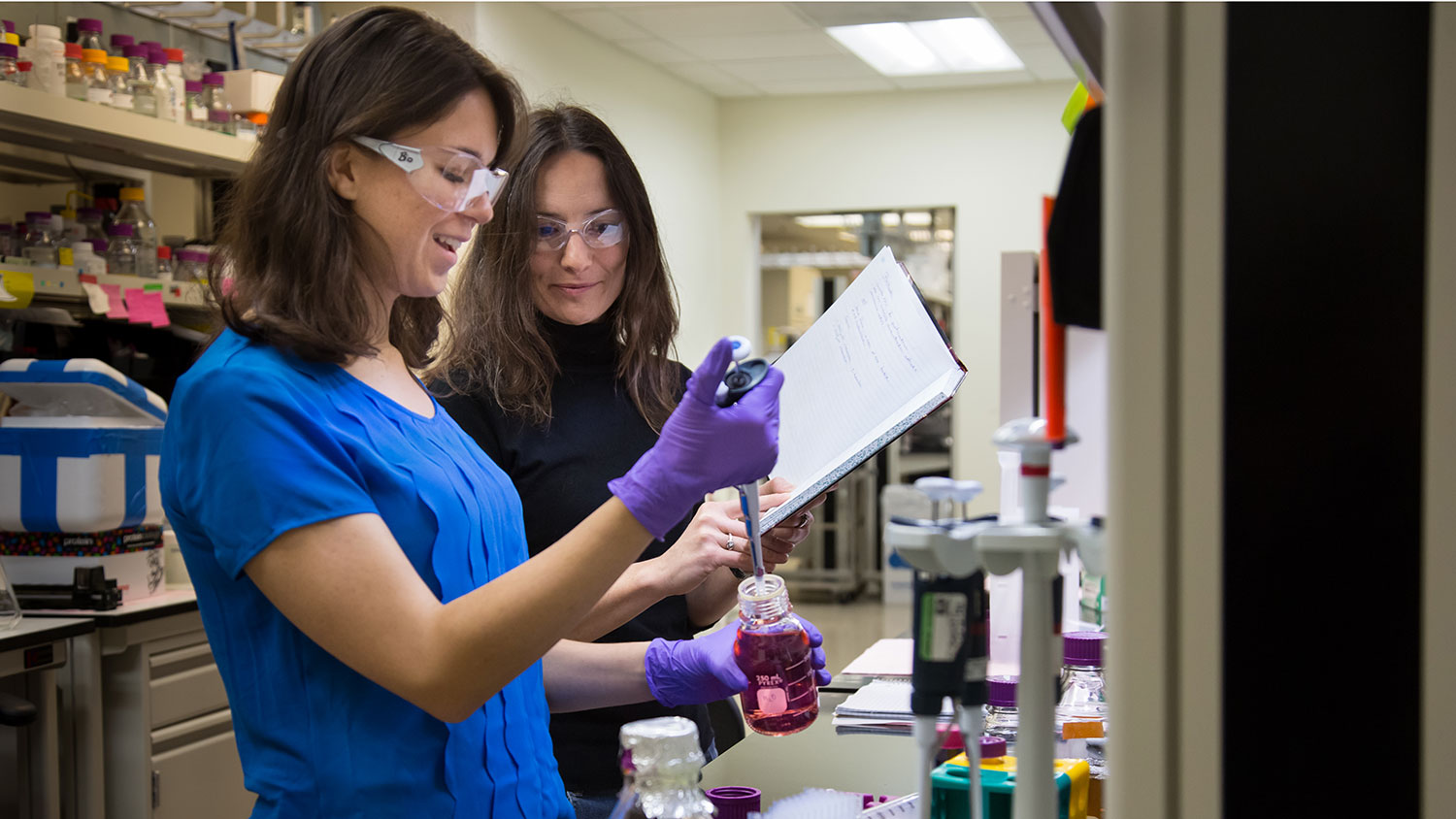 Schroder and her faculty mentor Dr. Flora Meilleur at Oak Ridge National Laboratory. Biochemistry Ph.D. student Gabriela Schroder works at Oak Ridge National Laboratory. 