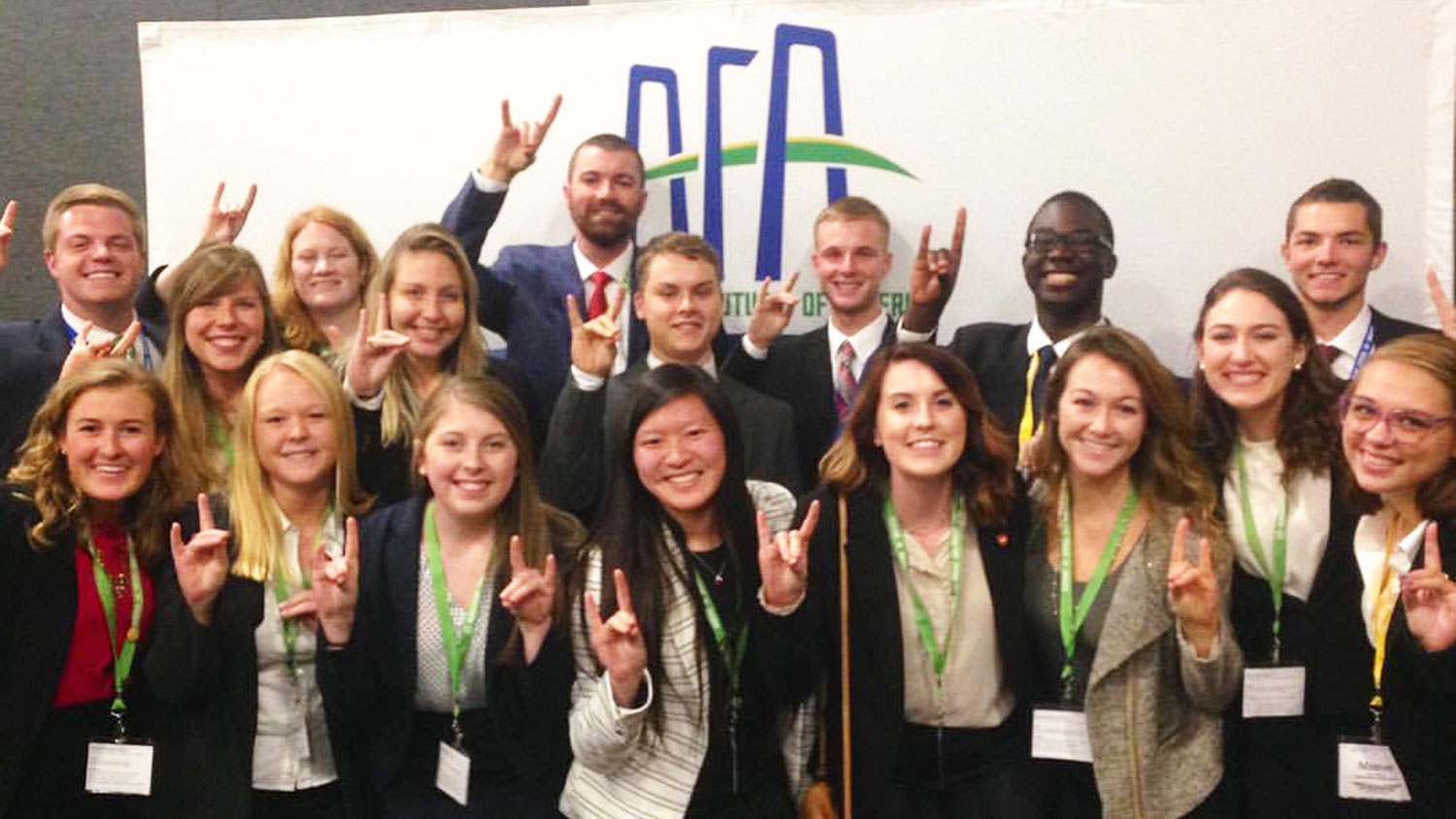 Students gathered for a group shot at the AFA Leaders Conference